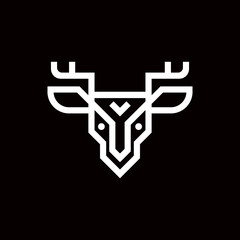 Deer mark logo design. deer hunter gazelle doe antelope horn elk logo symbol antlers, minimalist simple flat deer symbol.