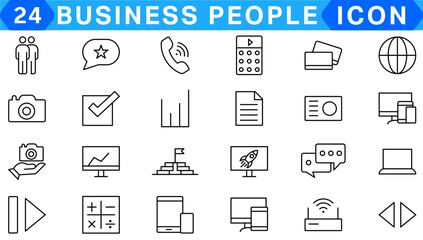 Set of thin line icons related to team, teamwork, co-workers, and cooperation.. Linear business simple symbol collection..Business training and office collection. Big UI icon set. Thin outline pack.