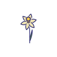 Daffodil line icon. Flower, spring, botany. Flower concept. Vector illustration can be used for topics like nature, biology, botany