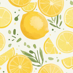 flat water color seamless pattern lemon 1