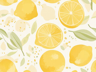 flat water color seamless pattern lemon 2