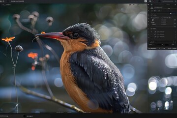 An engaging visual sequence depicting the editing process of a wildlife photograph, from the initial raw capture to the final edited piece