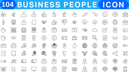 104 line icon set related to business and people