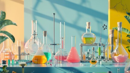 Chemistry lab with various experimental setups High quality images