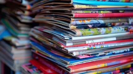 Stack of educational journals and magazines High quality images