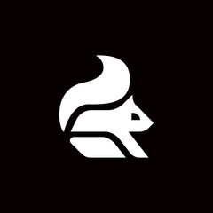 Simple, flat, minimalist Squirrel Logo Design Template. Squirrel Logo Design Inspiration. Minimalist Squirrel cutout linear bold line style