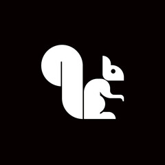 Simple, flat, minimalist Squirrel Logo Design Template. Squirrel Logo Design Inspiration. Minimalist Squirrel cutout linear bold line style