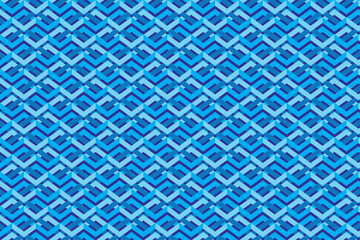 Illustration Wallpaper, Abstract Geometric Style. Repeating abstract multicolor of blue on deep blue background.
