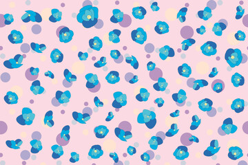 Illustration wallpaper of blue hydrangea flower with circle on soft pink background.