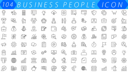 Teamwork and business line icons collection. Big UI icon set. Thin outline icons pack. Vector illustration