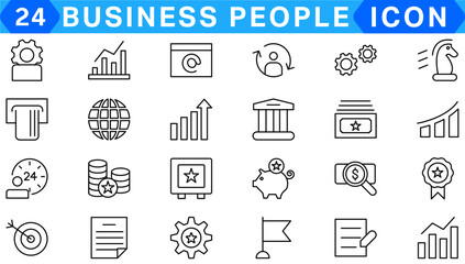 Teamwork and business line icons collection. Big UI icon set. Thin outline icons pack. Vector illustration