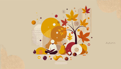 Concept of Autumn Image of Reading and Autumn Taste .
Vector illustration.