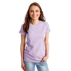 Obraz premium Lavender t-shirt with a round neckline, solid color, white background