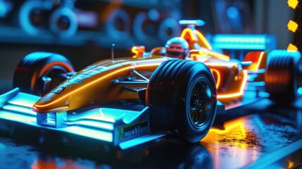 Fototapeta premium Model of a racing car with LED lighting.