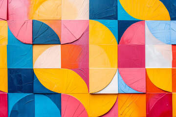 Fototapeta premium geometric abstract pattern, Modern trendy abstract pattern, Collage contemporary seamless pattern, Vibrant Geometric Abstract Pattern Wallpaper with Dynamic Bright Colors and Intricate Design Elements
