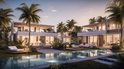 Fototapeta premium modern apartments with infinity pool