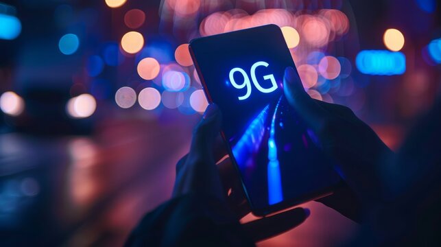 A gadget operating on 9G technology is showcased, symbolizing an unprecedented era of ultra-fast and efficient communication.