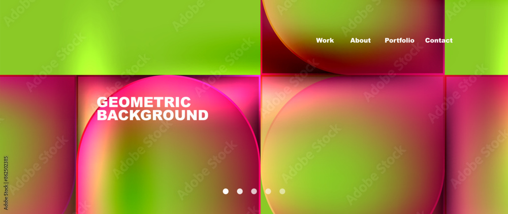 Poster bright colorful squares with round elements minimal geometric background. vector illustration for wa
