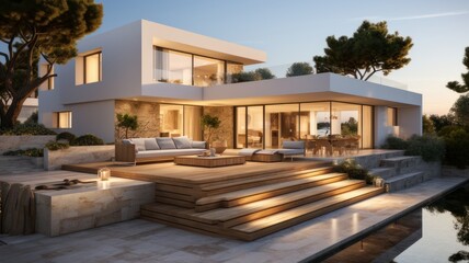 Fototapeta premium modern apartments with infinity pool