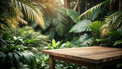 Fototapeta premium Table top wood counter floor podium in nature outdoors