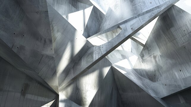 Abstract shadows cast by a series of intersecting triangles each one creating its own unique shape.