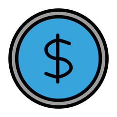 Obraz premium coin dollar icon color or logo illustration outline black style 