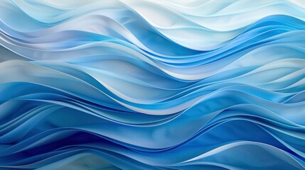 Fototapeta premium Abstract background of flowing curves and soft gradients captures the essence of tranquil seascape. Waves of azure and blue blend harmoniously, evoking serene dance of oceanic currents. Generative AI