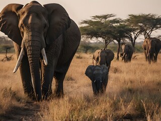 Obraz premium elephants in the wild