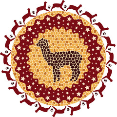 Autumn puzzle llama emblem. Myth alpaca illustration with transparent background. © PuandaVector