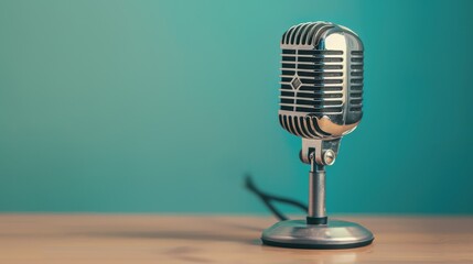 The vintage microphone on table