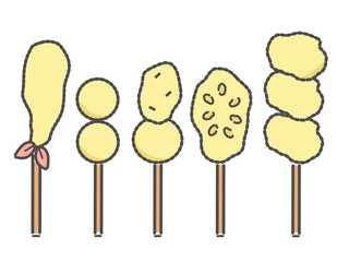 串カツ　フライ　揚げ物　イラスト