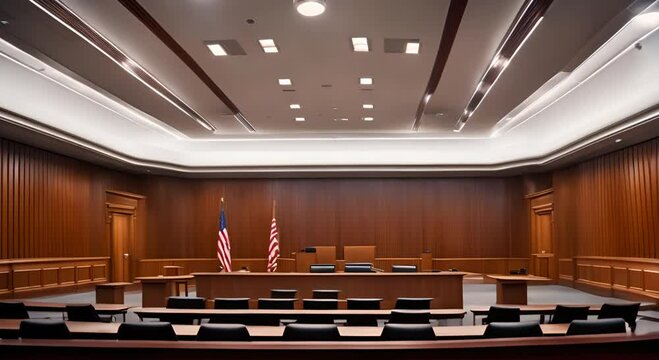 Modern empty court courtroom