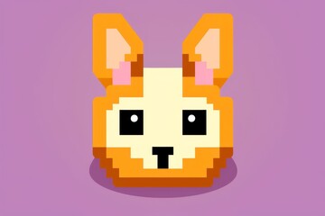 Obraz premium Pixel art of a rabbit face, simple and cute