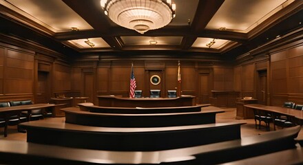 Modern empty court courtroom