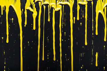 yellow paint dripping on a black surface