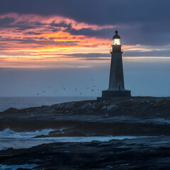 Naklejka premium lighthouse on the coast
