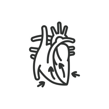 Systolic Blood Pressure, in line design. SBP, hypertension, BP monitoring, cardiovascular health, heart health on white background vector. Systolic Blood Pressure editable stroke icon.