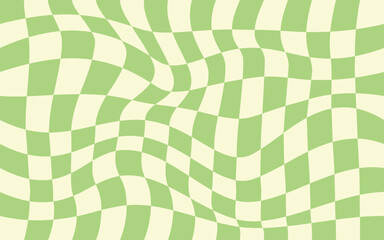 Trendy modern wavy distorted checkered vector pattern background Pattern psychedelic checkerboard Twisted and distorted retro groovy style texture illustration