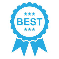 Blue-colored label with text Best