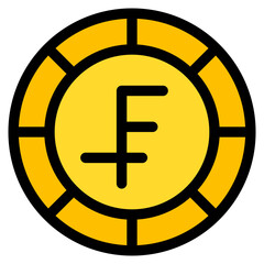 Swiss Franc, coin, currency, money, cash Icon