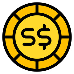 Singapore dollar, coin, currency, money, cash Icon