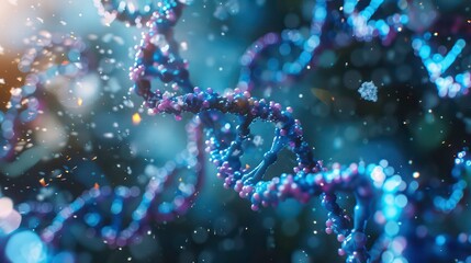 Advancements in biotechnology and bioengineering involve DNA synthesis replication modification and mutation processes Copy space image Place for adding text or design