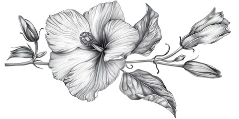 Engraved floral illustration for cosmetics with old texture. Sketch line design. Vintage flower and leaf victorian engraved