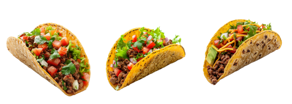 Collection of taco isolated on transparent background. Generated AI