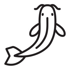 Koi Fish Vector Line Icon Design