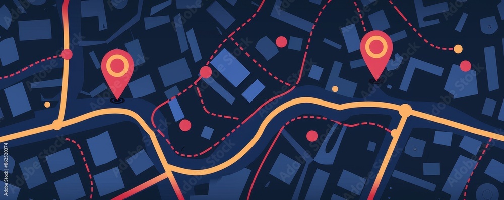 Poster smart city public transportation control and mobile app to order taxi to destination or location and directions tracking GPS system concepts as wide banner with copyspace area