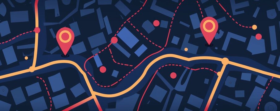 smart city public transportation control and mobile app to order taxi to destination or location and directions tracking GPS system concepts as wide banner with copyspace area