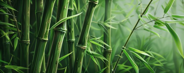 Obraz premium Close-up of vibrant bamboo forest