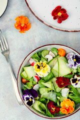 Salad of vegetables and flowers.