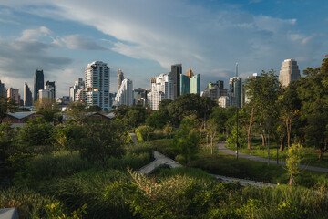 Obraz premium Tall buildings in Bangkok, Thailand.